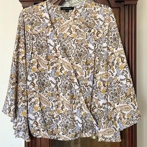 Sanctuary Floral & Paisley Blouse Flutter Sleeve Wrap